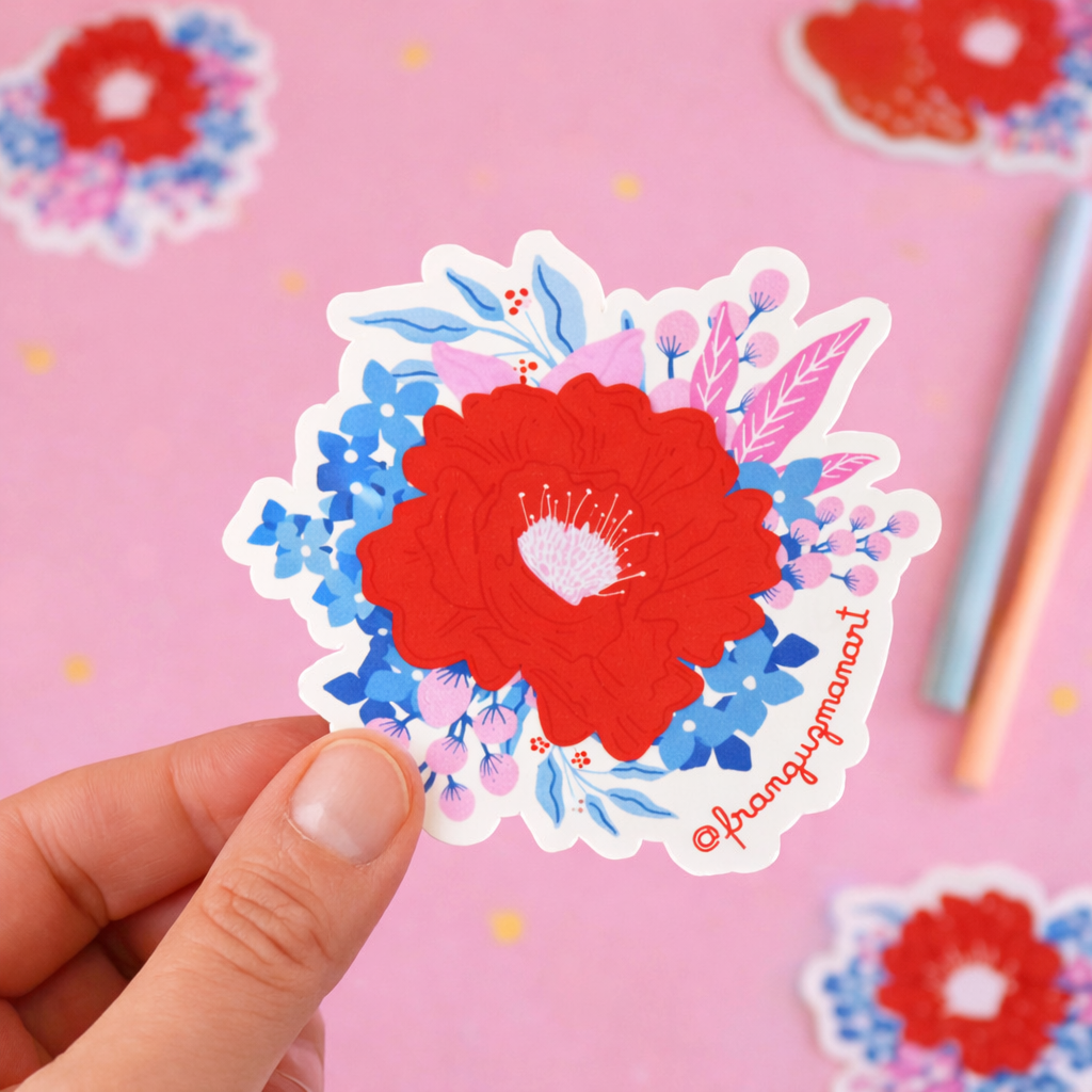 Sticker Fiore rosso